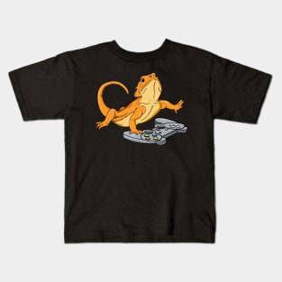 Bearded Dragon Headphones Video Game Kids T-Shirt